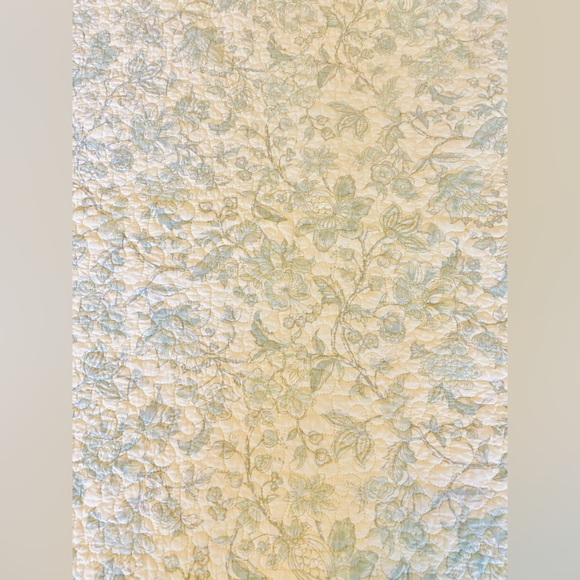 Aqua quilt 100% cotton, true light color. King-Queen Size. EC. Floral & Striped - Picture 2 of 16